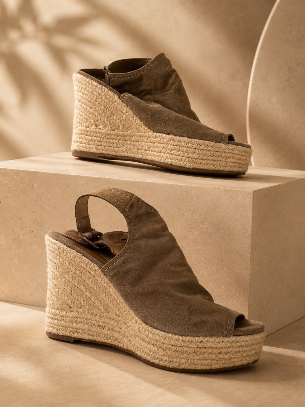 Universal Thread Taupe Espadrille Wedge Sandals Boho Size 7.5